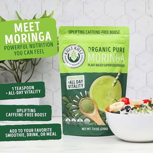 Kuli Kuli Moringa Oleifera Organic Leaf Powder & Green Smoothie, 100% Pure USDA Certified & Non-GMO Moringa Powder, Great with Smoothies, Tea, and Food, 0.4 Ounce, Pack of 20 (KK_PM) in Saudi Arabia