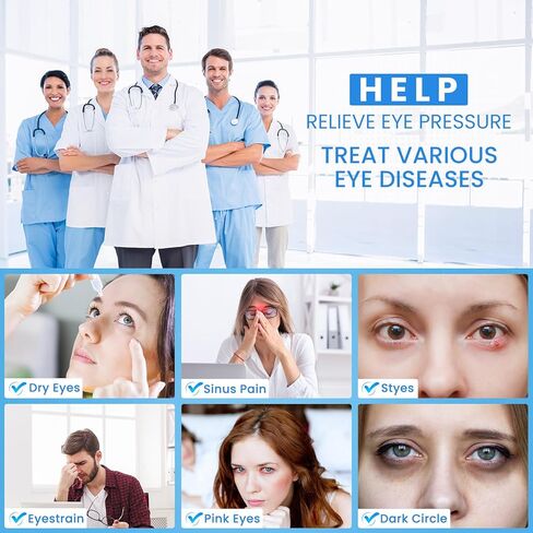 قناع عيون ساخن للعيون الجافة - وسادة تسخين عيون كهربائية لاسلكية قابلة لاعادة الشحن بمنفذ USB - ضغط عيون دافئ وعلاج ساخن للتجميل والجيوب الانفية والام جي دي، قناع نوم حريري، هدايا للرجال والنساء in Kuwait