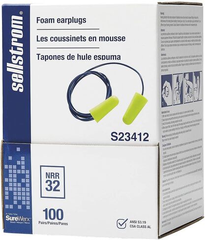 Pack of 500 Disposable, Uncorded, Foam Ear Plugs, 32db NRR, Bullet Shape, Hi-Vis Green in Kuwait