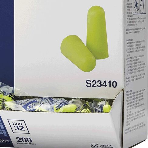 Pack of 500 Disposable, Uncorded, Foam Ear Plugs, 32db NRR, Bullet Shape, Hi-Vis Green in Kuwait