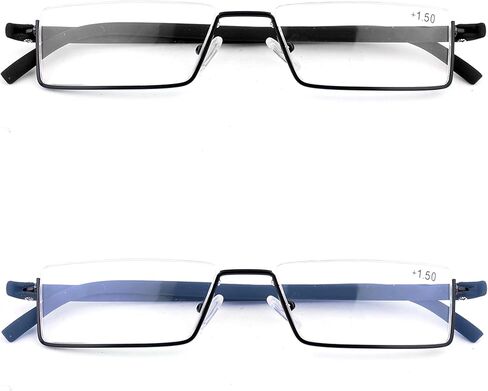 DABYDA Half Frame Reading Glasses with Portable Case Thin Lightweight Reader Glasses for Women and Men(2Pairs 2.0) in Saudi Arabia