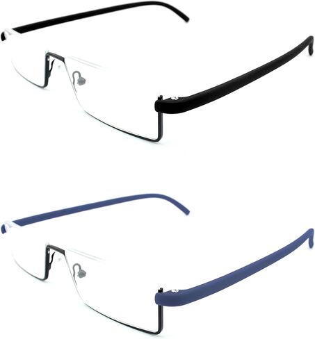 DABYDA Half Frame Reading Glasses with Portable Case Thin Lightweight Reader Glasses for Women and Men(2Pairs 2.0) in Saudi Arabia