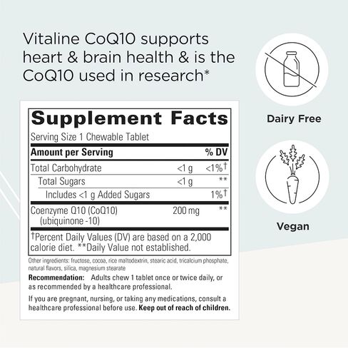 Integrative Therapeutics - Vitaline CoQ10 (200mg) - Supports Heart & Brain Health* - Chocolate Flavored - 30 Chewable Wafers in Saudi Arabia