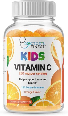 Doctors Finest Vitamin C Gummies for Kids – Vegan, GMO Free & Gluten Free – Great Tasting Orange Flavor Pectin Chews – Kids Dietary Supplement – 250mg of Vitamin C – 90 Jellies [45 Doses] in Kuwait