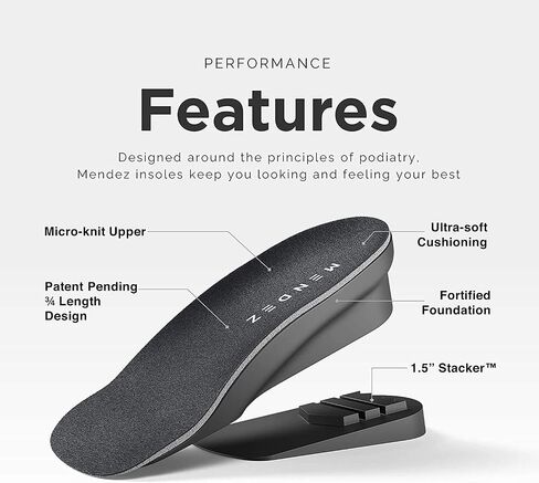 Mendez Premium Height Increase Insole - Advanced Comfort and Ergonomics, Shoe Lifts for Men & Women (Size 7-12), Heel Lifts for Shoes, Elevator Shoe, Height Increasing, 1.5 inch… in Saudi Arabia