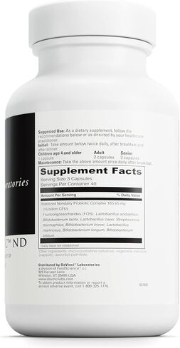DaVinci Labs Mega Probiotic ND - مكمل بروبيوتيك خالٍ من منتجات الألبان لدعم صحة الأمعاء وصحة الجهاز الهضمي والصحة العصبية* - مع مركب بروبيوتيك غير ألبان - خالي من الغلوتين - 120 كبسولة نباتية in Saudi Arabia
