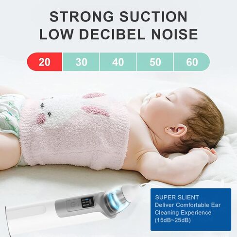 مكنسة شمع الأذن، شفط قوي 6 تروس KDO، مزيل شمع الأذن، مؤشر إزالة شمع الأذن، آمن، طرف من السيليكون الناعم، أداة تنظيف الأذن، مجموعة إزالة المياه للبالغين من البشر والحيوانات الأليفة in Kuwait