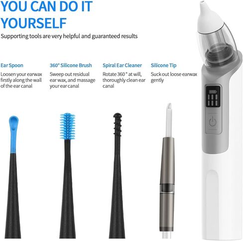 مكنسة شمع الأذن، شفط قوي 6 تروس KDO، مزيل شمع الأذن، مؤشر إزالة شمع الأذن، آمن، طرف من السيليكون الناعم، أداة تنظيف الأذن، مجموعة إزالة المياه للبالغين من البشر والحيوانات الأليفة in Kuwait