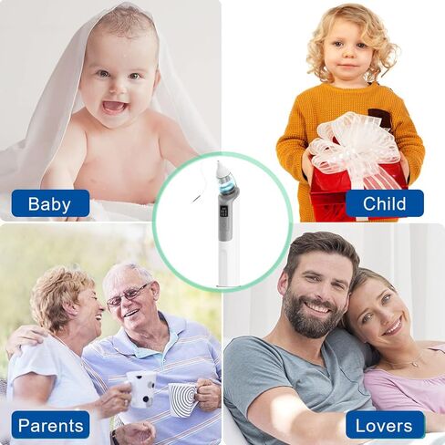 مكنسة شمع الأذن، شفط قوي 6 تروس KDO، مزيل شمع الأذن، مؤشر إزالة شمع الأذن، آمن، طرف من السيليكون الناعم، أداة تنظيف الأذن، مجموعة إزالة المياه للبالغين من البشر والحيوانات الأليفة in Kuwait