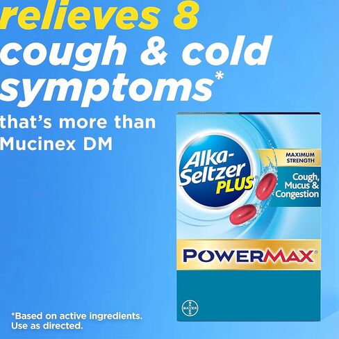 Alka-Seltzer Plus Maxiumum Strength Cough, Mucus & Congestion, Day+Night,  PowerMax Liquid Gels, 24ct in Kuwait