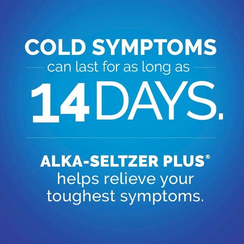 أقراص ALKA-SELTZER PLUS الفوارة الباردة غير المسببة للنعاس للبالغين الذين يعانون من احتقان الأنف والجيوب الأنفية/السعال/التهاب الحلق/الحمى/الصداع وآلام وآلام الجسم، الحمضيات، 20 قطعة (عبوة من قطعة واحدة) in Kuwait