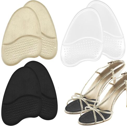 وسادات مشط القدم للنساء، وسادات مريحة للكعب العالي، وسائد مضادة للانزلاق لكعب الحذاء، وسائد للقدم للسيدات ذات الكعب العالي، وسادات قدم هلامية، وسادات مخملية لمقدمة القدم، وسادات نعل الكعب 3 أزواج (أسود بيج شفاف) in Kuwait