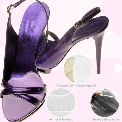 وسادات مشط القدم للنساء، وسادات مريحة للكعب العالي، وسائد مضادة للانزلاق لكعب الحذاء، وسائد للقدم للسيدات ذات الكعب العالي، وسادات قدم هلامية، وسادات مخملية لمقدمة القدم، وسادات نعل الكعب 3 أزواج (أسود بيج شفاف) in Kuwait