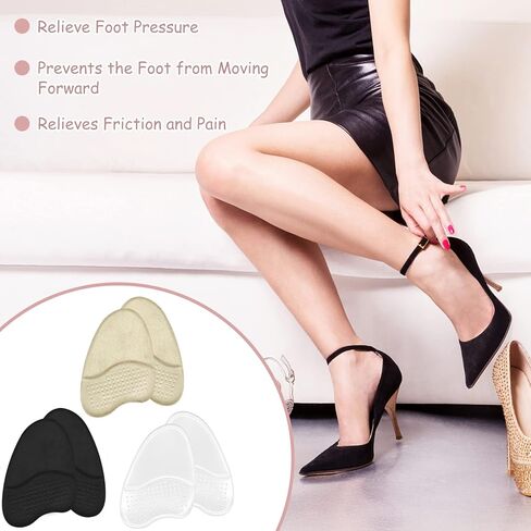 وسادات مشط القدم للنساء، وسادات مريحة للكعب العالي، وسائد مضادة للانزلاق لكعب الحذاء، وسائد للقدم للسيدات ذات الكعب العالي، وسادات قدم هلامية، وسادات مخملية لمقدمة القدم، وسادات نعل الكعب 3 أزواج (أسود بيج شفاف) in Kuwait