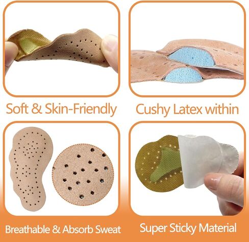 Ball of Foot Cushion for Women, Non-Slip Metatarsal Pads for High Heels Relieve Pain, Leather Toe Cushion Pads Absorb Moisture for Forefoot 2-Pair (Beige) in Kuwait