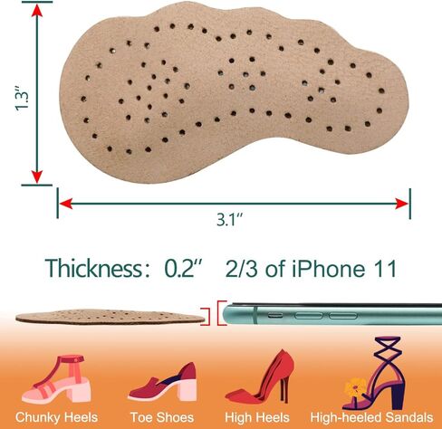 Ball of Foot Cushion for Women, Non-Slip Metatarsal Pads for High Heels Relieve Pain, Leather Toe Cushion Pads Absorb Moisture for Forefoot 2-Pair (Beige) in Kuwait
