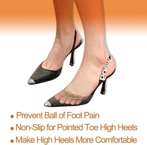 Ball of Foot Cushion for Women, Non-Slip Metatarsal Pads for High Heels Relieve Pain, Leather Toe Cushion Pads Absorb Moisture for Forefoot 2-Pair (Beige) in Kuwait