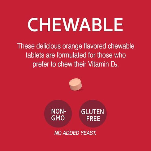 21st Century D3 400 IU Orange Chewable Tablets, Gluten free, 110 Count (Pack of 3) in Saudi Arabia