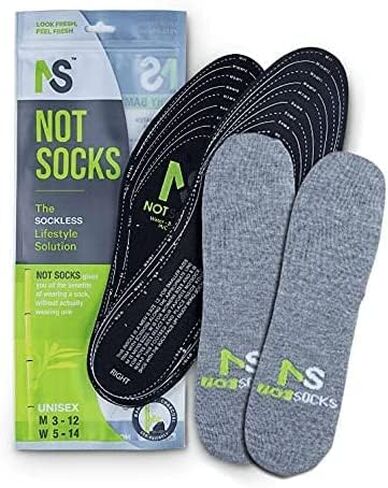 NotSocks Sockless Solution Bamboo Charcoal Flat Odor Absorbing Women Insoles for Shoes and Foot Insoles for Men - Thin Shoe Insoles - Comfort Insoles for Men & Women (Grey) in Saudi Arabia