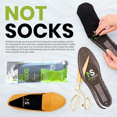NotSocks Sockless Solution Bamboo Charcoal Flat Odor Absorbing Women Insoles for Shoes and Foot Insoles for Men - Thin Shoe Insoles - Comfort Insoles for Men & Women (Grey) in Saudi Arabia