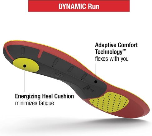 حشوات حذاء رياضية مرنة ومريحة من Superfeet Dynamic Run Max للجري مع نعل داخلي مبطن إضافي، للجنسين، أحمر ناري، 9.5-11 رجال / 10.5-12 نساء in Kuwait