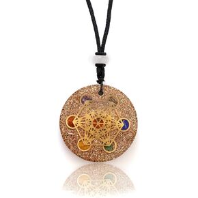 Ezina Designs قلادة ميتاترون مكعب أورجونيت مختلطة شاكرا أورغون أو سلسلة مفاتيح - التنشيط والاسترخاء طاقة تشي لتعزيز قلادة الكريستال لفائف تيسلا (قلادة 2.0") in Kuwait