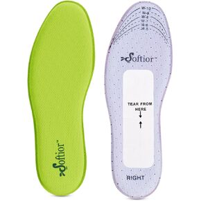Softior Women's Memory Foam Cushioning Shoe Insoles, Stay in Place, for Sports Work Hiking Shoes, 1 Pair, Size 5-11 (Turquoise)