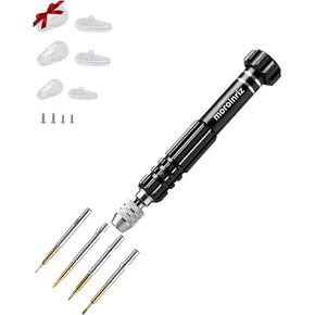 Eyeglass Repair Kit with Screws and Nose Pads, Pocket Size Optical Screwdriver, Micro Glasses Tightening/Fixing Tools, 4 in 1 Magnetic Small Screw Driver for Eye Glasses, Laptop, Watches, Electronics