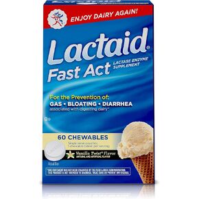 لاكتيد - أقراص قابلة للمضغ سريعة المفعول لعدم تحمل اللاكتوز مع إنزيمات اللاكتيز، تويست الفانيليا، 60 قطعة من 1 قيراط. in Kuwait