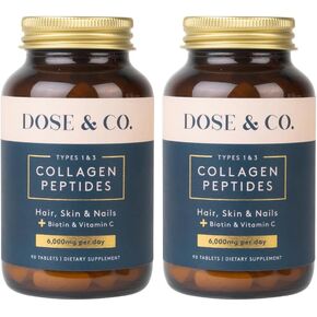 دوز آند كو. أقراص مكملات التجميل بالكولاجين والببتيد - عبوتان (180 قرصًا)، للشعر والبشرة والأظافر in Kuwait