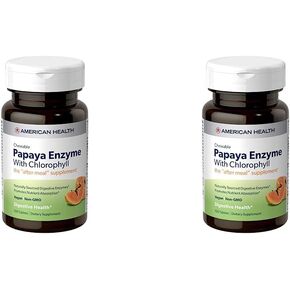 American Health Papaya Enzyme with Chlorophyll - 100 Chewable Tablets - Promotes Nutrient Absorption - Non-GMO, Vegan, Gluten Free - 33 Servings