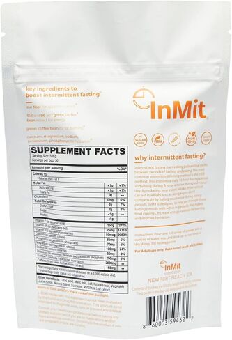 InMit Daytime Intermittent Fasting Support Drink That Provides Nourishment with 9 Essential Ingredients Electrolytes | Vegan-Friendly, Gluten-Free, Non-GMO, Dairy-Free | Orange Citrus in Saudi Arabia