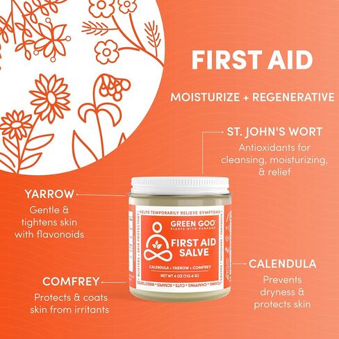 Green Goo First Aid salve, All-Natural Cream for Healing Cuts, Scrapes, Blisters, Chafing, Sunburns & More, 4 Oz in Kuwait