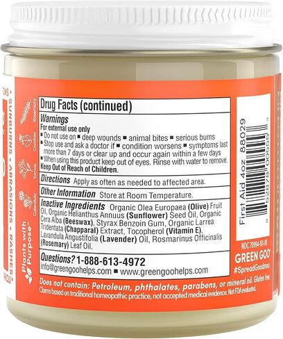 Green Goo First Aid salve, All-Natural Cream for Healing Cuts, Scrapes, Blisters, Chafing, Sunburns & More, 4 Oz in Kuwait