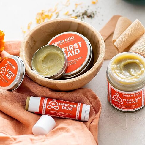 Green Goo First Aid salve, All-Natural Cream for Healing Cuts, Scrapes, Blisters, Chafing, Sunburns & More, 4 Oz in Kuwait