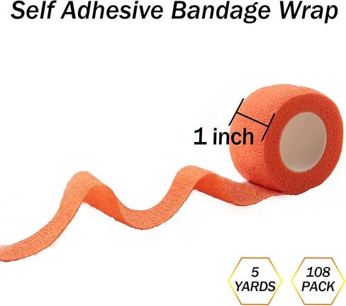 BQTQ 108 Rolls Self Adhesive Bandage Wrap 1 Inch Black Self Stick Bandage Athletic Wrap Tape Self Adherent Wrap Stretch Bandages Wraps Tape for Wrist Ankle Swelling Sprains in Kuwait