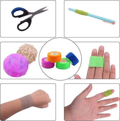 BQTQ 108 Rolls Self Adhesive Bandage Wrap 1 Inch Black Self Stick Bandage Athletic Wrap Tape Self Adherent Wrap Stretch Bandages Wraps Tape for Wrist Ankle Swelling Sprains in Kuwait