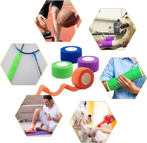 BQTQ 108 Rolls Self Adhesive Bandage Wrap 1 Inch Black Self Stick Bandage Athletic Wrap Tape Self Adherent Wrap Stretch Bandages Wraps Tape for Wrist Ankle Swelling Sprains in Kuwait