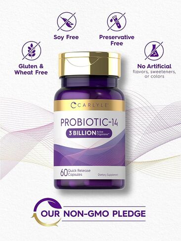 Carlyle Probiotic for Women & Men | 3 Billion CFU | 60 Capsules | 14 Strains | Non-GMO & Gluten Free in Saudi Arabia