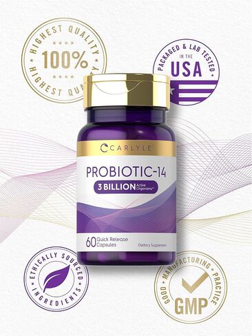 Carlyle Probiotic for Women & Men | 3 Billion CFU | 60 Capsules | 14 Strains | Non-GMO & Gluten Free in Saudi Arabia