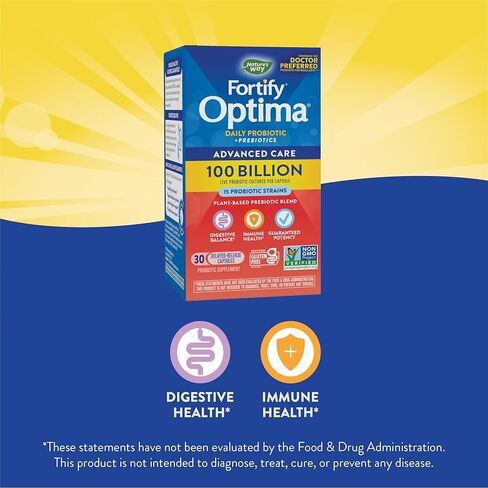 Nature’s Way Fortify Optima Daily Probiotic, 100 Billion, 15 Strains, Digestive & Immune Support*, with Prebiotics, 30 Capsules in Saudi Arabia