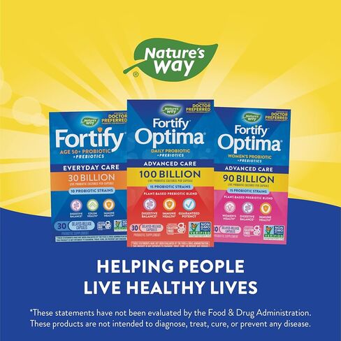 Nature’s Way Fortify Optima Daily Probiotic, 100 Billion, 15 Strains, Digestive & Immune Support*, with Prebiotics, 30 Capsules in Saudi Arabia