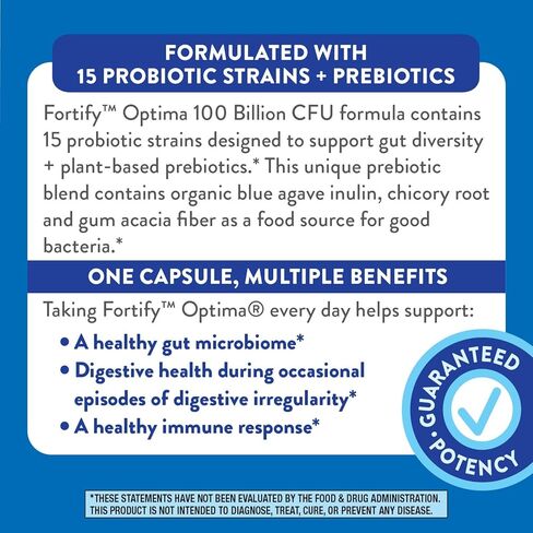Nature’s Way Fortify Optima Daily Probiotic, 100 Billion, 15 Strains, Digestive & Immune Support*, with Prebiotics, 30 Capsules in Saudi Arabia