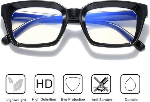 aisswzber Blue Light Blocking Glasses,Computer Reading/Gaming/TV/Phones Glasses for Women Men Thick Square Frame 2105 in Kuwait