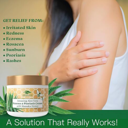 Manuka Honey Eczema Cream (2oz) Moisturizing Lotion Treatment For Psoriasis Relief - Itchy, Dry Skin Rash Healing Ointment - Skin Soothing Moisturizer For Kids, Adults, Baby Ultra Strength Honey Creme For Eczema in Saudi Arabia