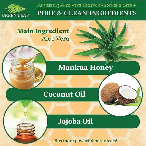 Manuka Honey Eczema Cream (2oz) Moisturizing Lotion Treatment For Psoriasis Relief - Itchy, Dry Skin Rash Healing Ointment - Skin Soothing Moisturizer For Kids, Adults, Baby Ultra Strength Honey Creme For Eczema in Saudi Arabia