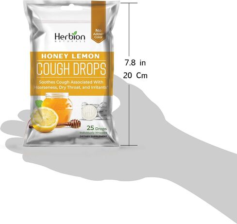 Herbion Naturals Cough Drops with Natural Honey Lemon Flavor, Dietary Supplement, for Adults and Children Over 6 Years, 25 Drops in Saudi Arabia