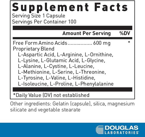 Douglas Laboratories Free Form Amino Capsules | Balanced Amino Acid Mixture to Support Energy, Muscles, Tissues, Bones, and Overall Health* | 100 Capsules in Saudi Arabia