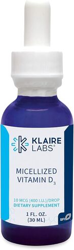 Klaire Labs Micellized Vitamin D3 Liquid for Children, Infants & Adults - 400 IU Vitamin D per Drop - Suitable for Kids - Immune Support - Natural Mango Orange Flavor Drops (600 Servings / 1 fl oz) in Saudi Arabia