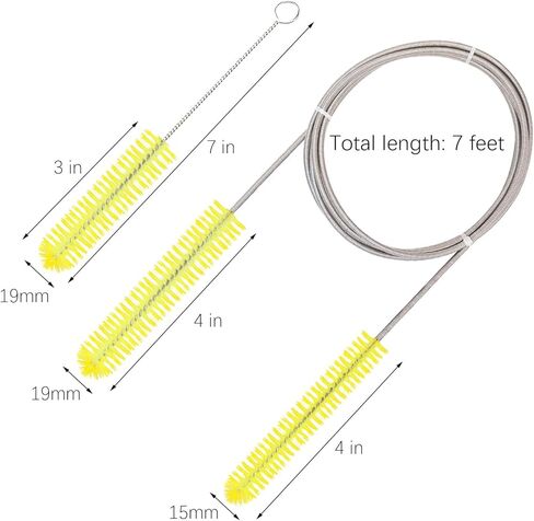 فرشاة تنظيف أنبوب CPAP، فرشاة خرطوم، 7 أقدام، من الفولاذ المقاوم للصدأ، مع فرشاة قناع، لأقطار خرطوم عالمية 19 مم و15 مم (أزرق) in Kuwait